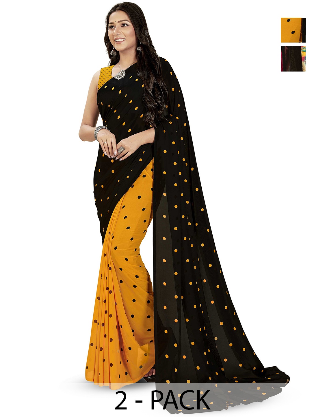 

ANAND SAREES Selection Of 2 Ethnic Motifs Printed Saree, Pink