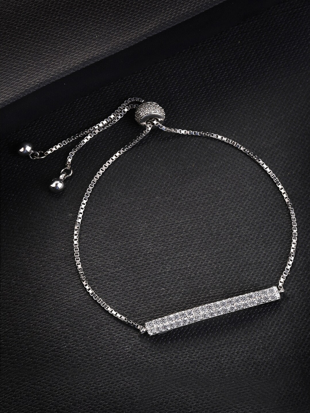 

PRIONI 925 Sterling Silver Rhodium-Plated CZ-Studded Bracelet