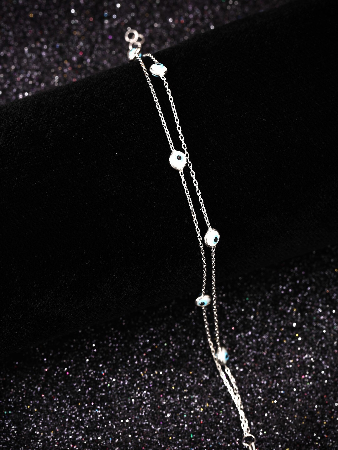 

PRIONI 925 Sterling Silver Rhodium-Plated Evil Eyes Bracelet