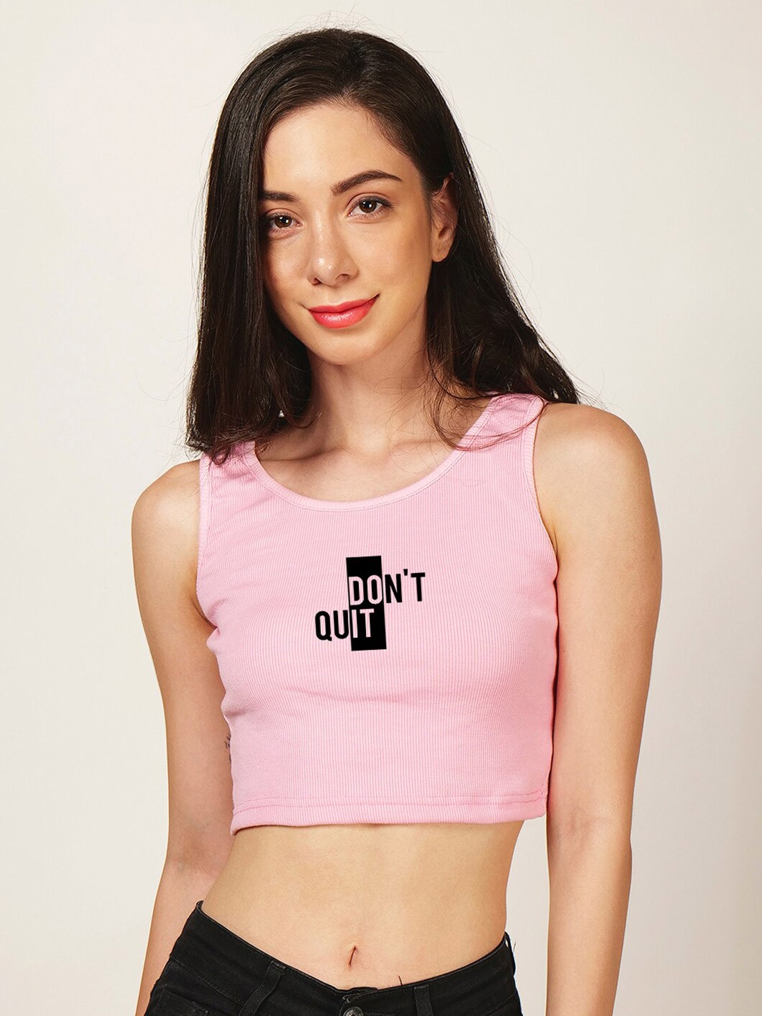 

Fashion And Youth Printed Sleeveless Crop Tank Top, Pink