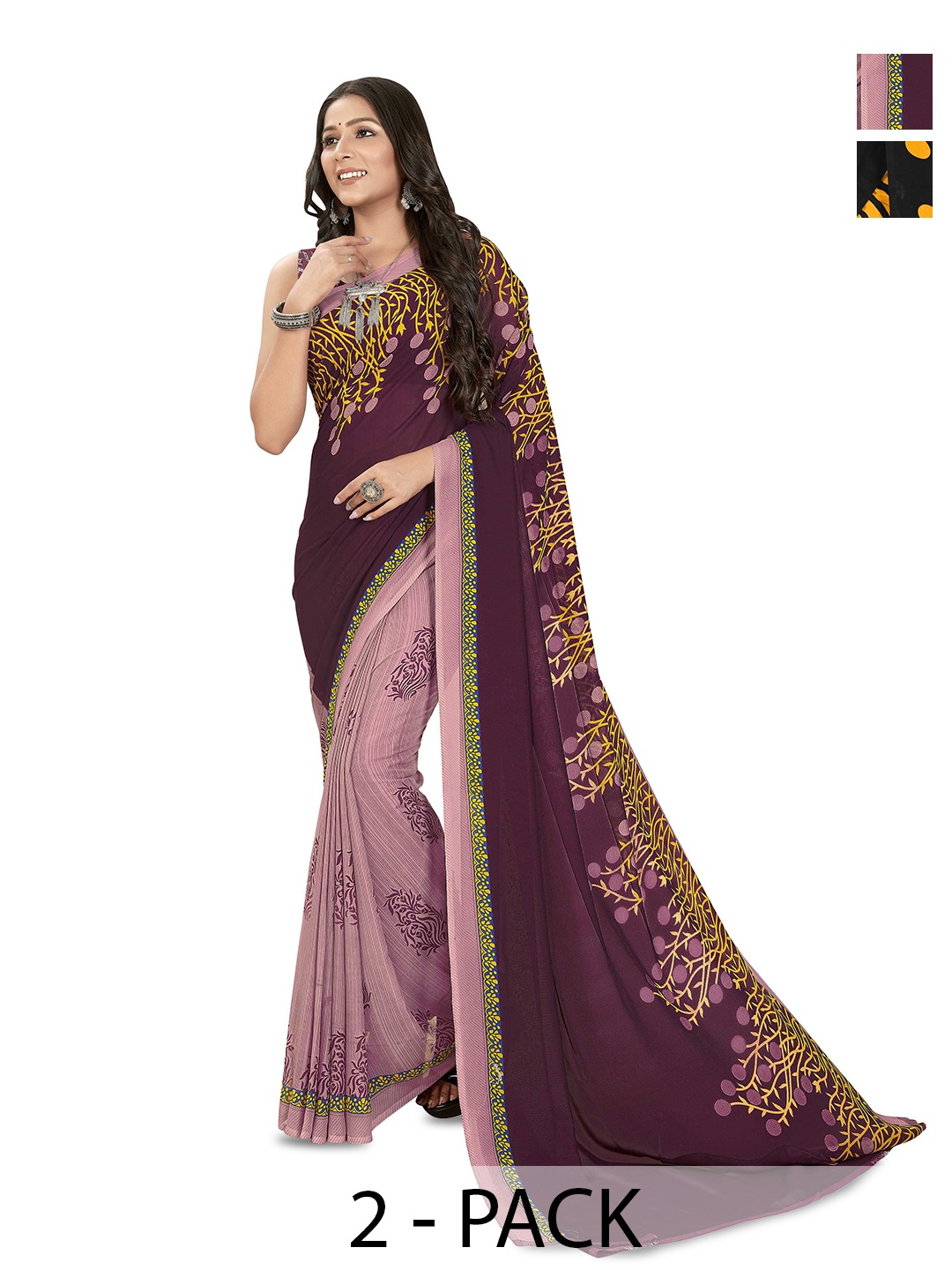 

ANAND SAREES Geometric printed Saree, Black
