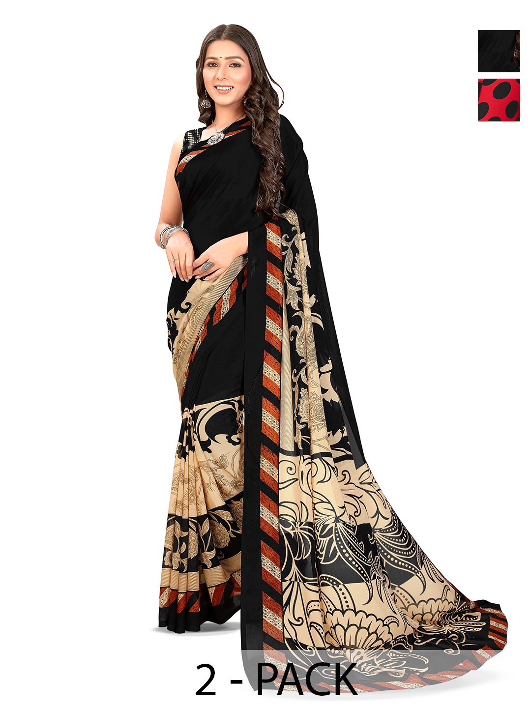 

ANAND SAREES Floral Printed Saree, Red