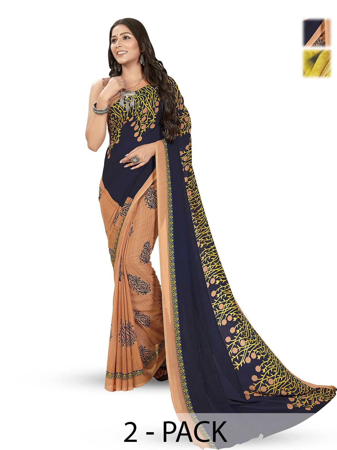 

ANAND SAREES Floral printe Saree, Yellow