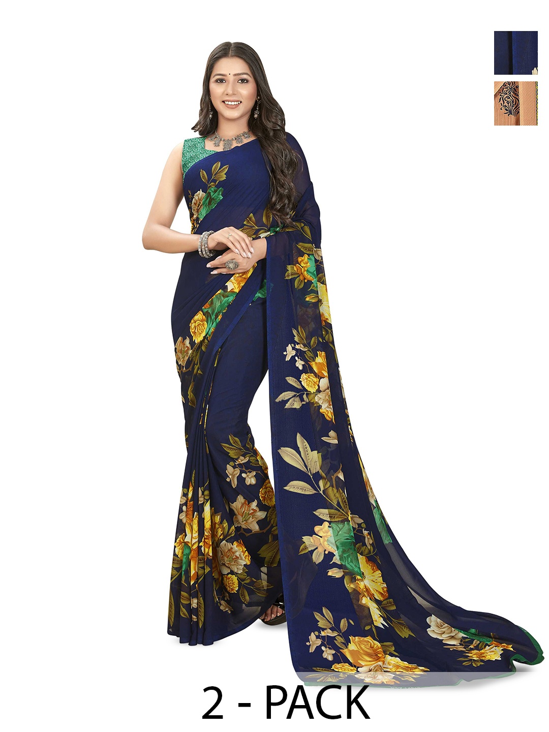 

ANAND SAREES Floral printe Saree, Beige