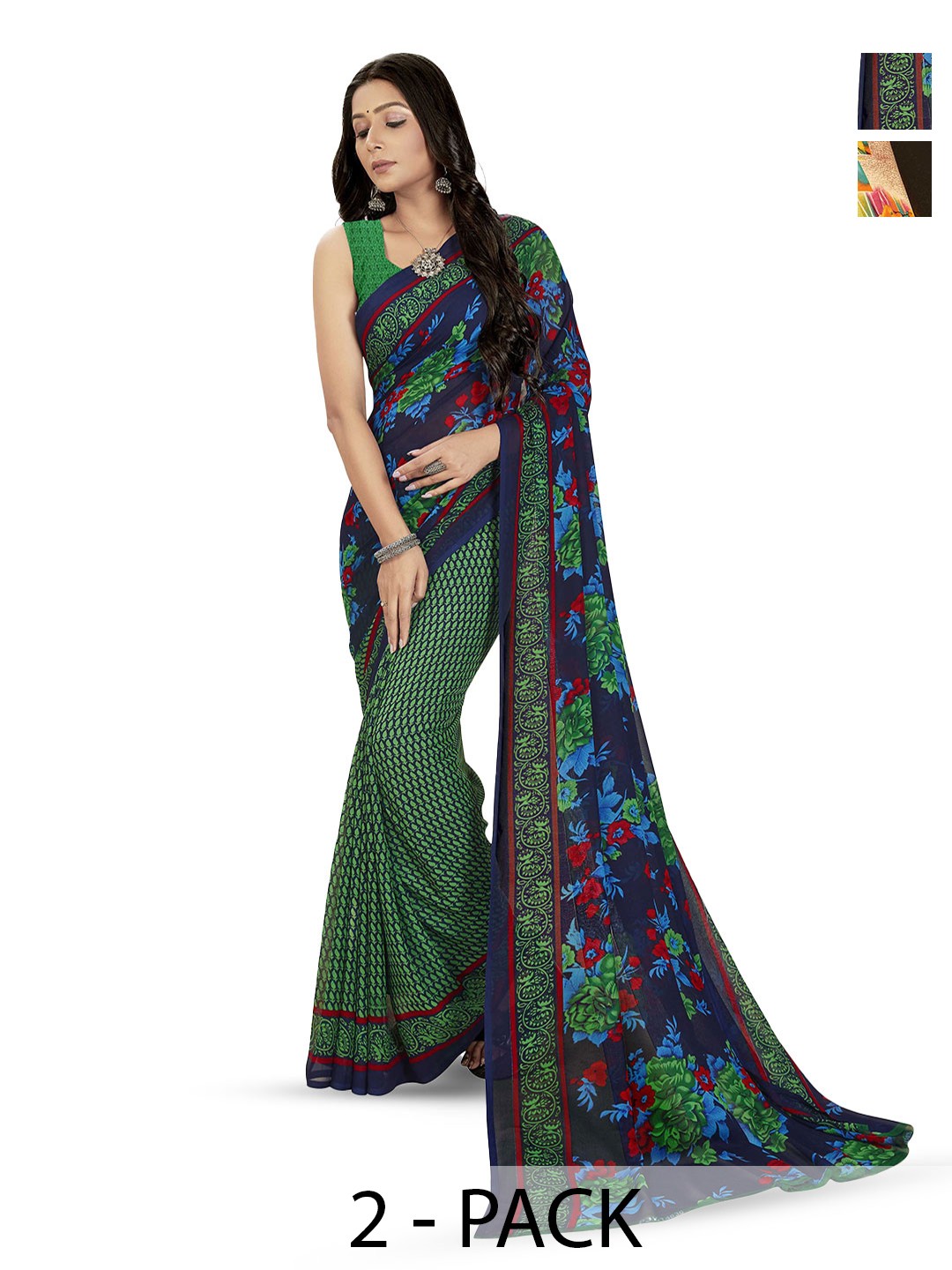 

ANAND SAREES Floral printe Saree, Navy blue