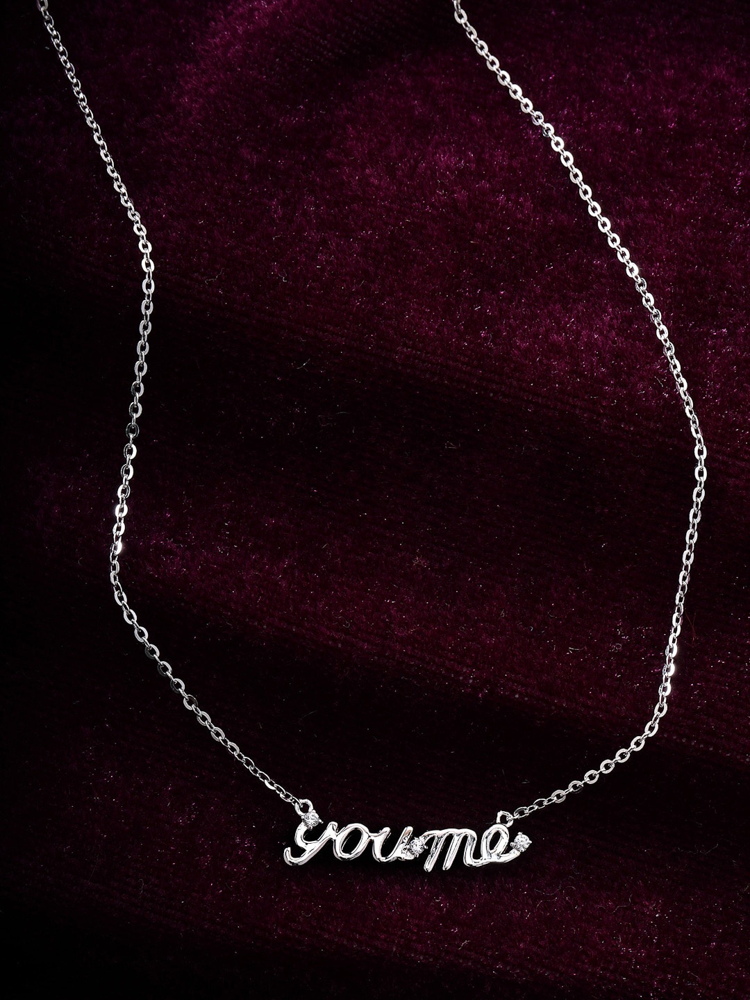 

PRIONI 925 Sterling Silver Rhodium-Plated Cubic Zirconia Studded Pendant With Chain