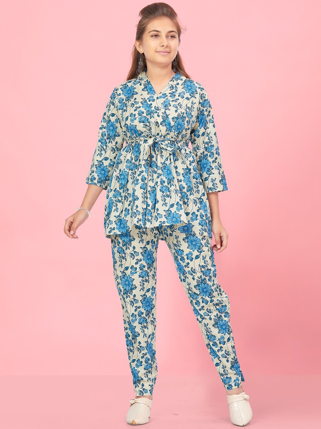 

BAESD Girls Floral-Printed Tunic & Trouser Clothing Set, Blue
