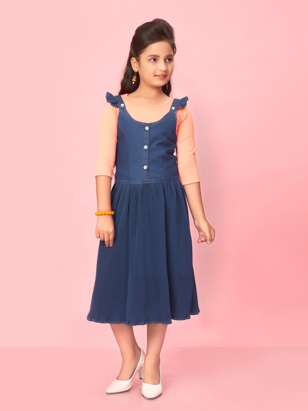 

BAESD Girls T-shirt With Dungarees, Navy blue