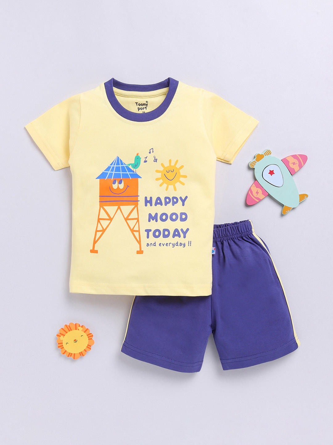 

Toonyport Boys Printed T-shirt with Shorts, Yellow