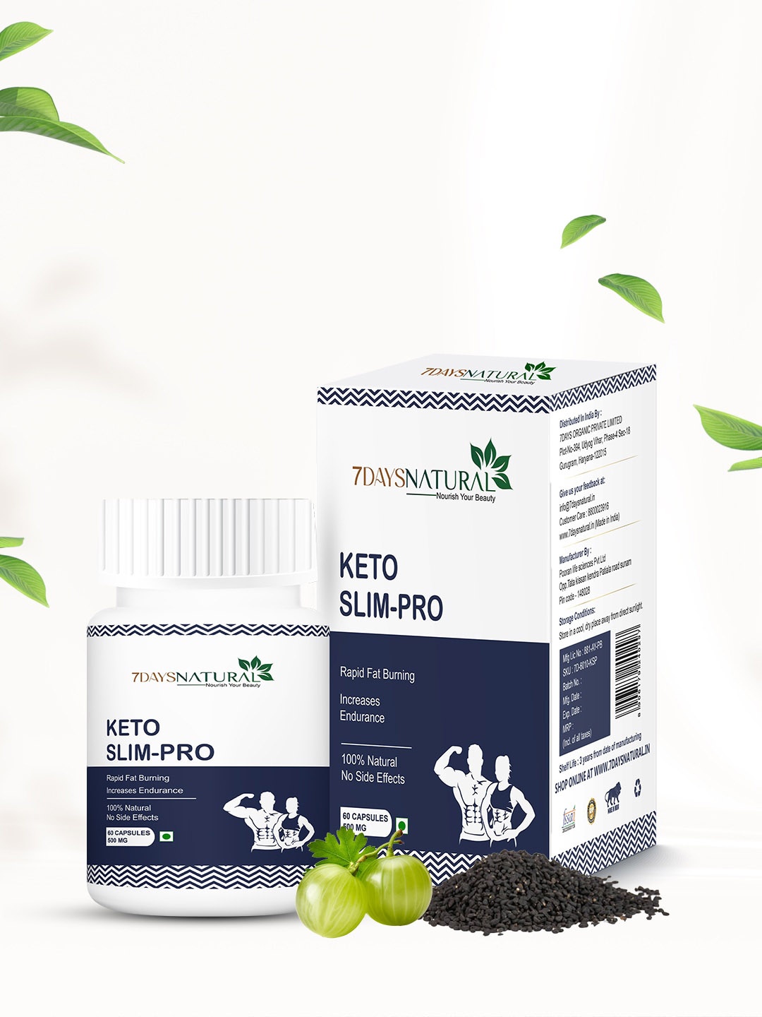 

7 DAYS Natural Keto Slim Pro Capsules With Kakadu Plum - 60 Capsules, Blue