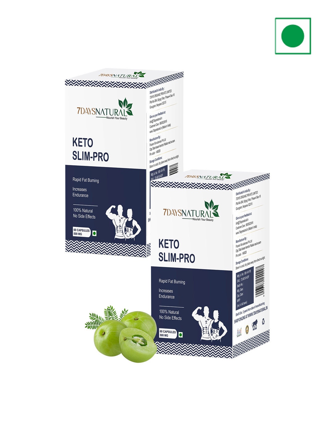 

7 DAYS Natural Set Of 2 Keto Slim Pro Capsules For Weight Management - 60 Capsules Each, Blue