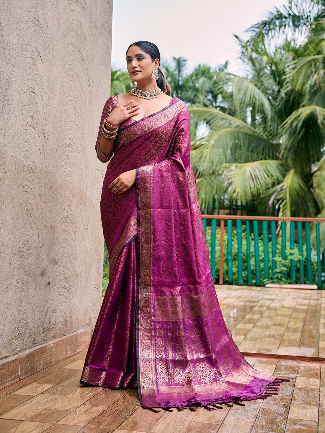 

LeeliPeeri Designer Woven Design Zari Dharmavaram Saree, Purple