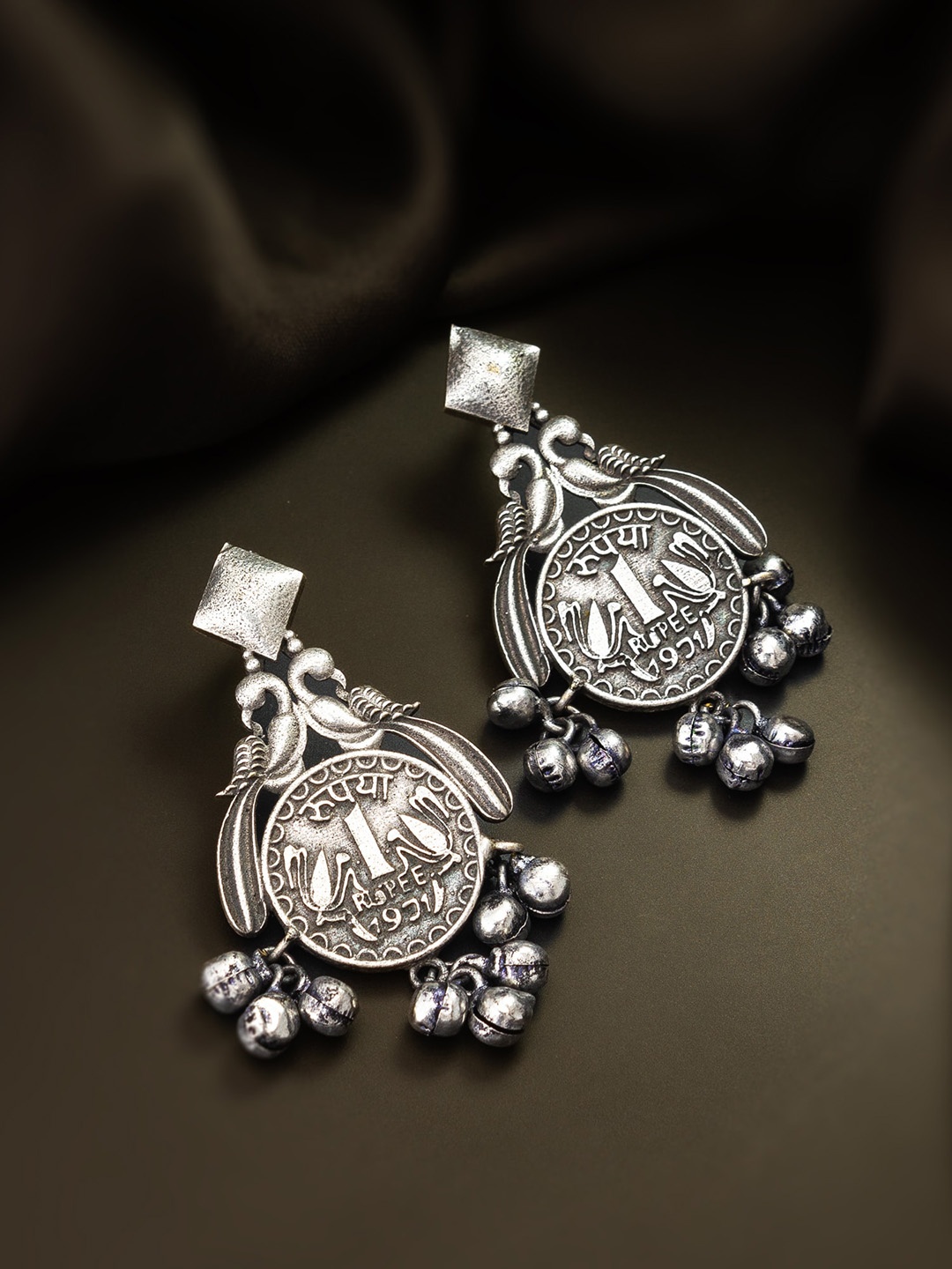

aadita Beaded Contemporary Drop Earrings, Silver