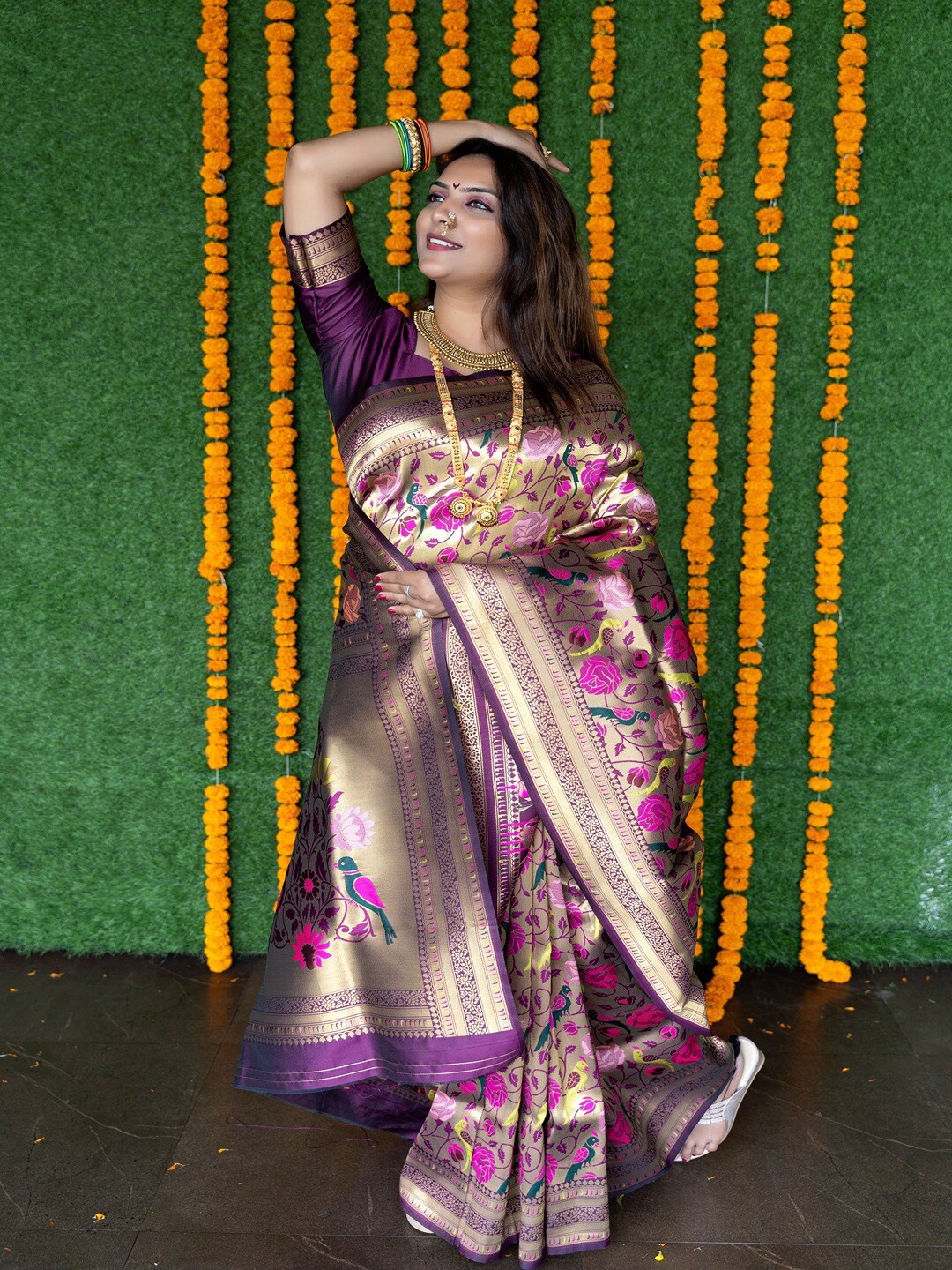 

SGF11 Woven Design Heavy Zari Work Kanjeevaram Silk Saree, Purple