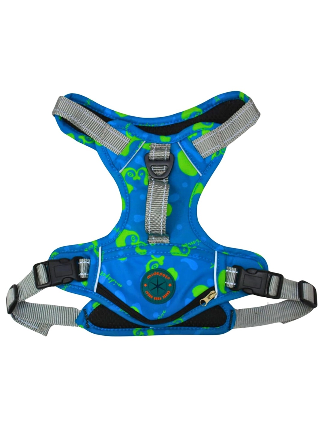 

Emily pets Graphic Printed Adjustable Reflective Dog Vest Harness, Blue