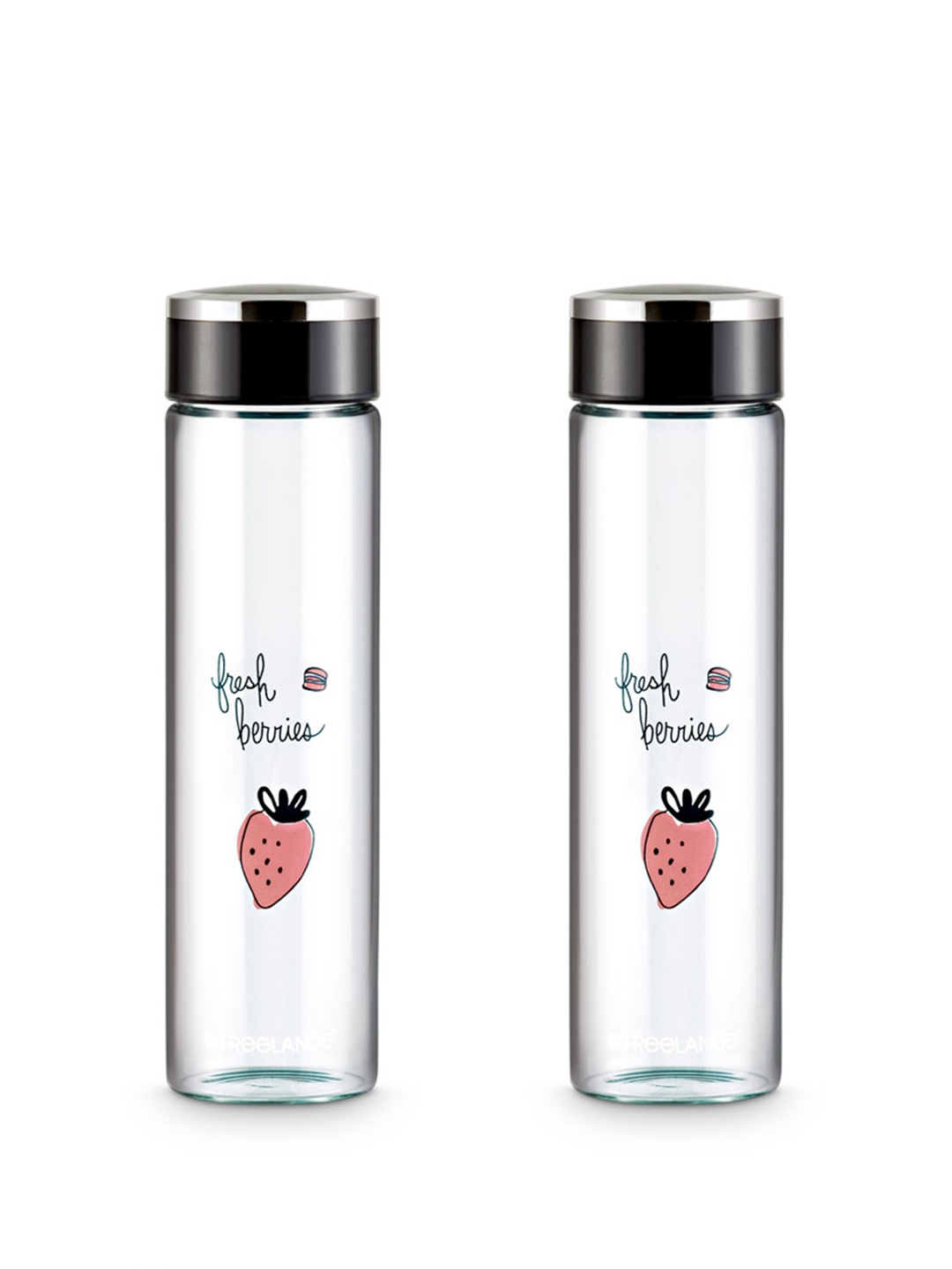 

Freelance Blue 2 Pieces Glass Double Wall Vacuum Water Bottles, Transparent