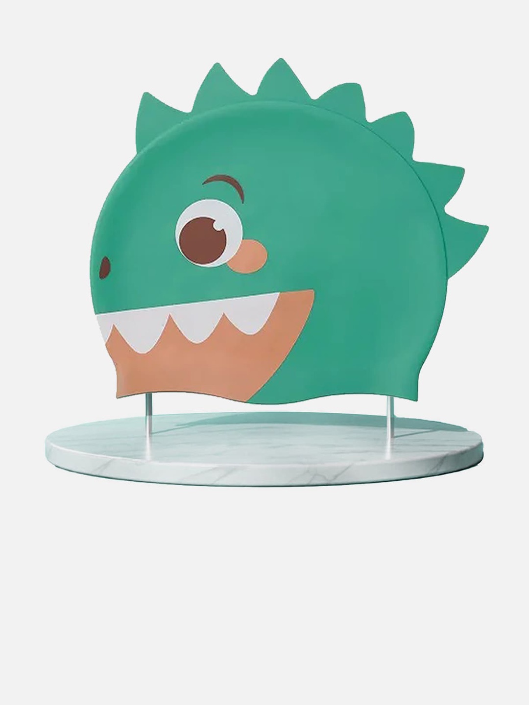 

Little Surprise Box LLP Printed Water Resistant Shark 3d Silicone Swimming Cap, Green