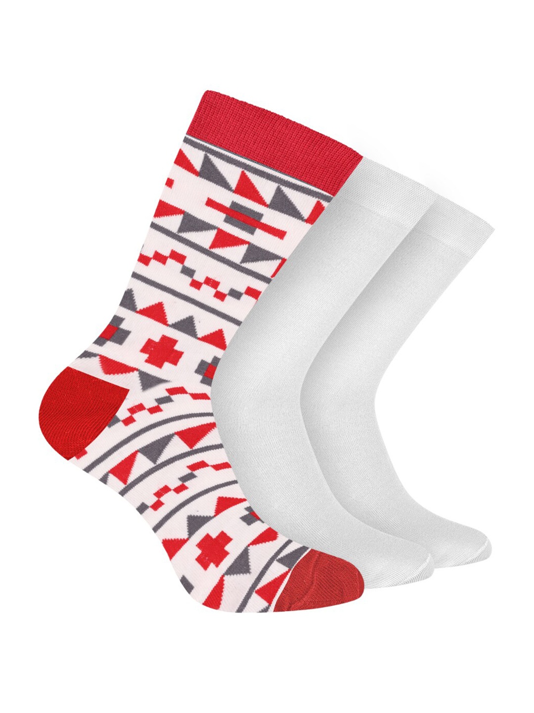 

FOOTPRINT Men 3 Pairs Patterned Odour free Organic Cotton Bamboo Calf Length Formal Socks, White