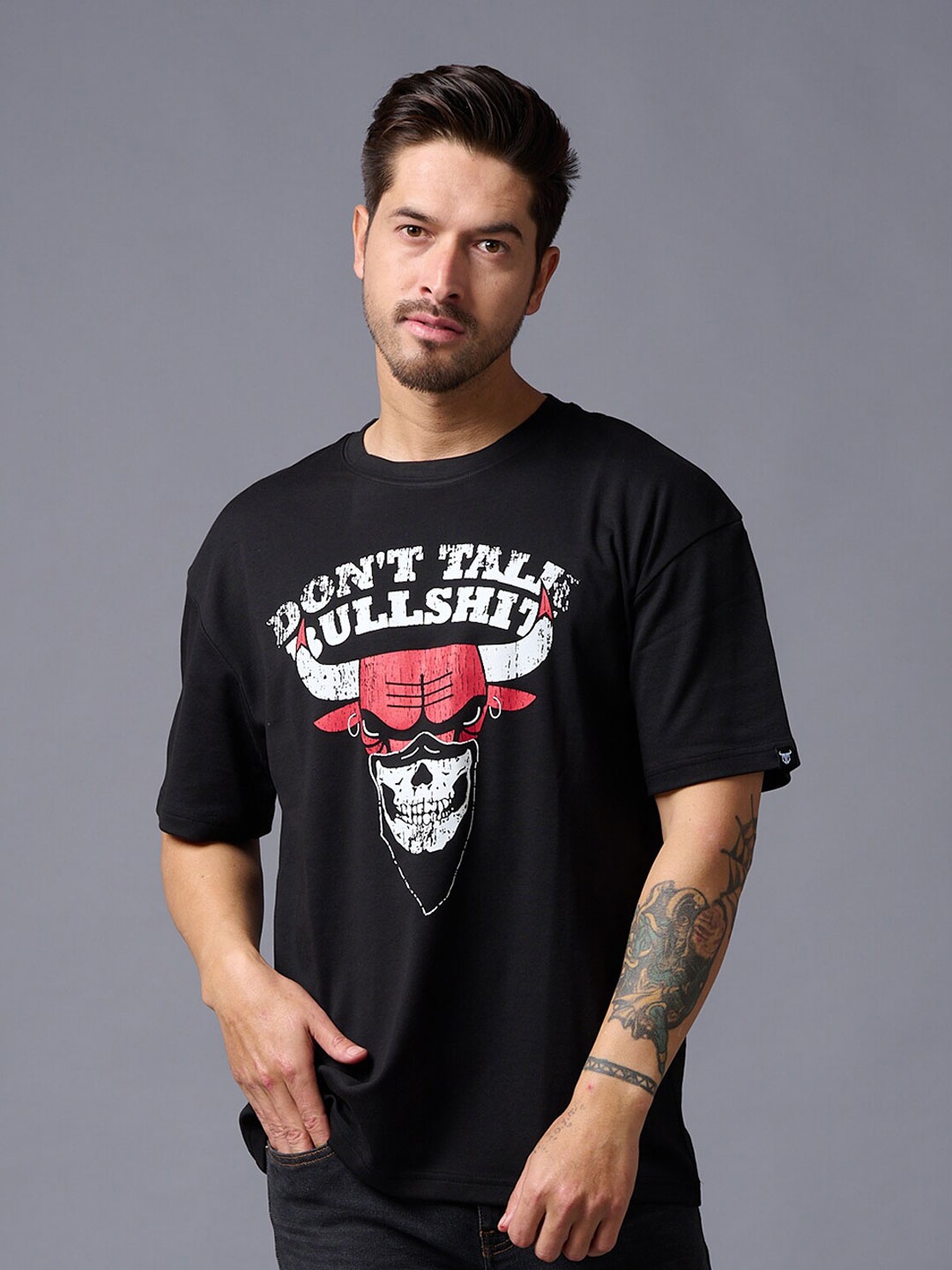 

GO DEVIL Typography Printed T-Shirt, Black