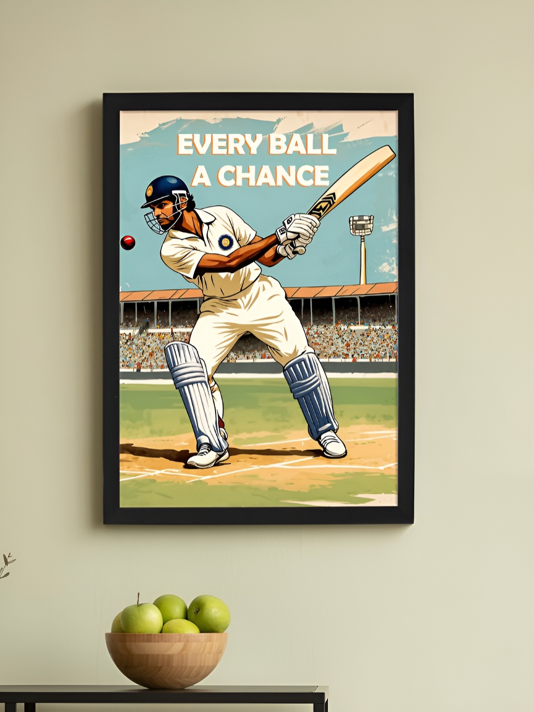 

Art Street Black & Green Framed Art Print Cricket Player Wall Hanging Poster