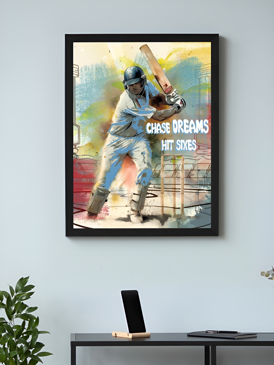 

Art Street Black & White Framed Art Print Cricket Batsman Quotes Poster