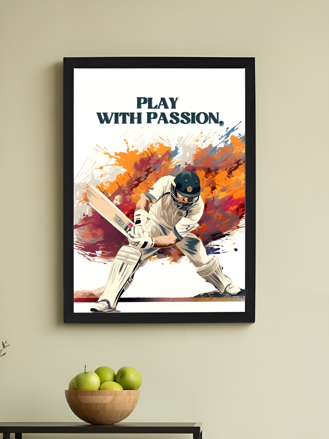 

Art Street Black & White Framed Art Print Crcket Player Wall Hanging Poster