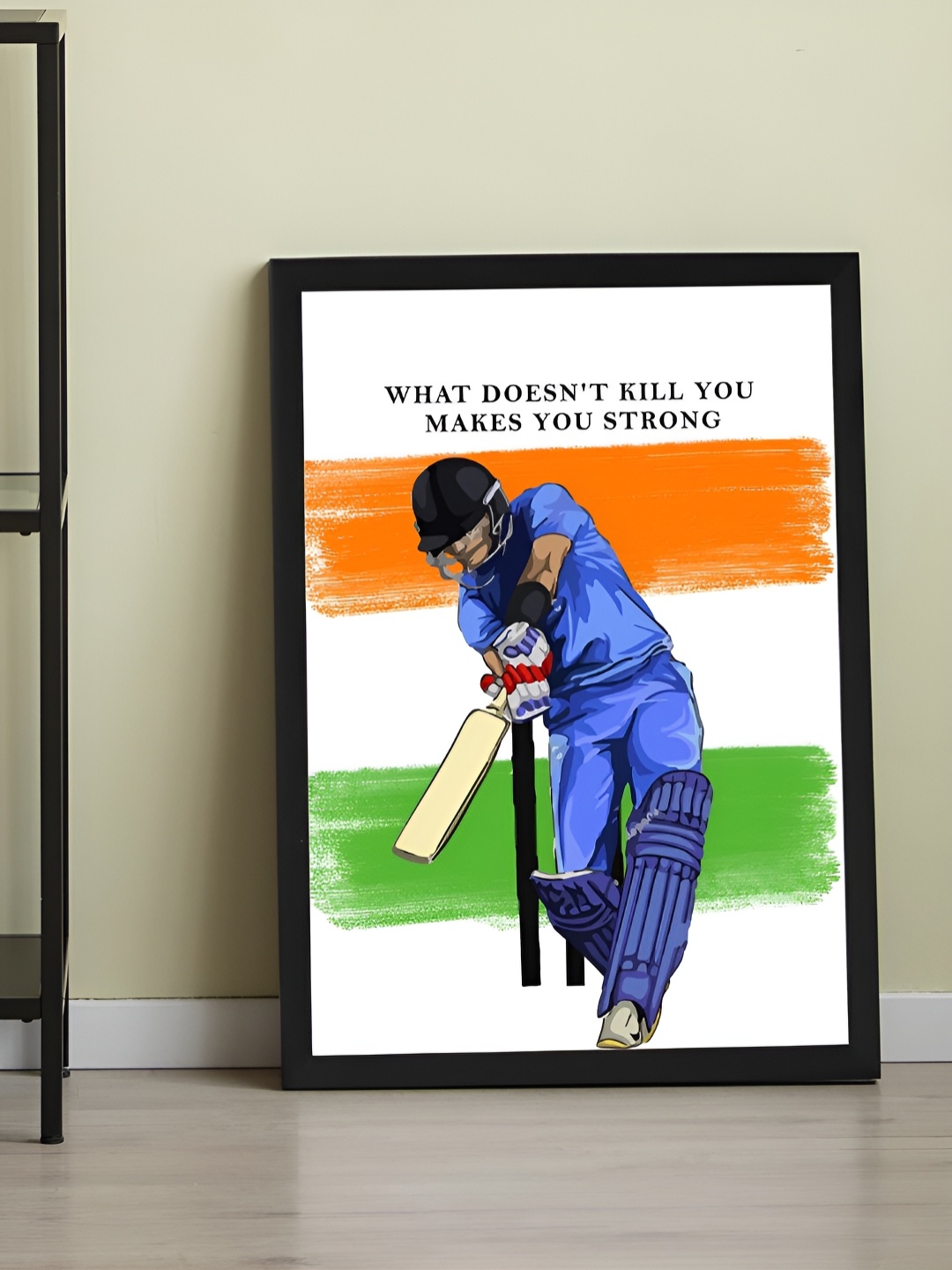 

Art Street Black & White Frame Art Print Cricket Batsman Quotes Poster