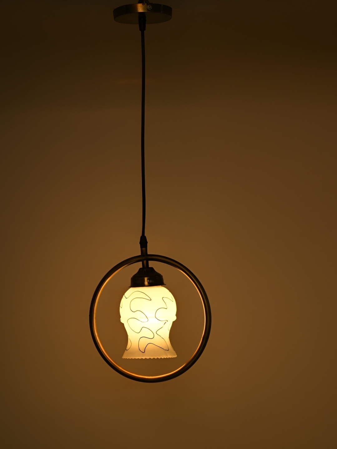 

1ST TIME White & Black Printed Glass Contemporary Ceiling Lamp