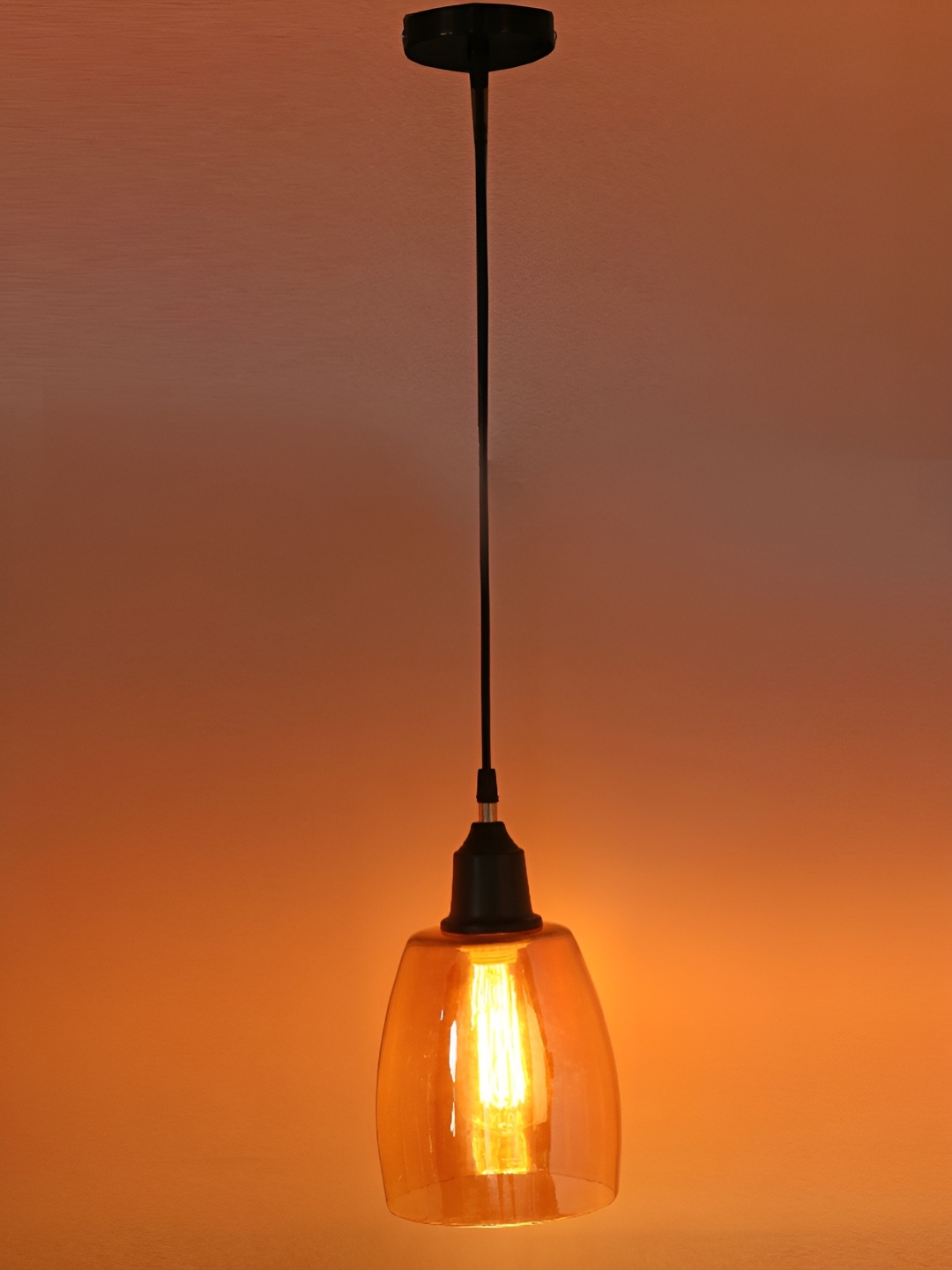 

1ST TIME Gold-Toned & Black Glass Traditional Ceiling Lamp