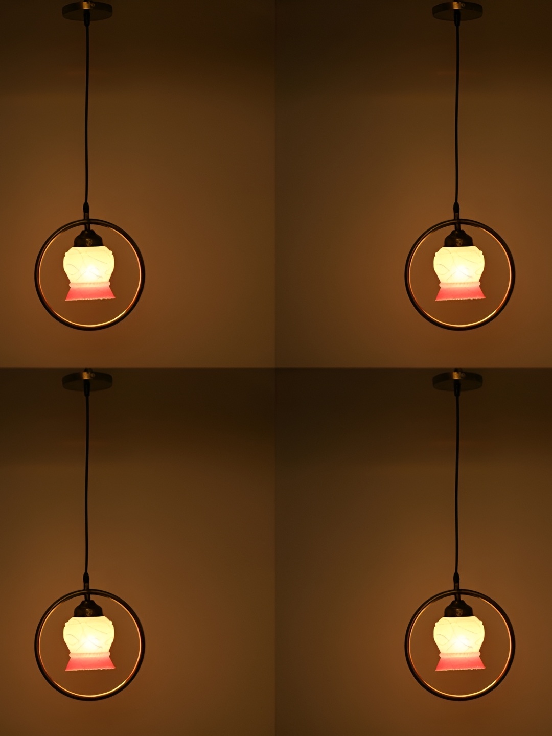 

1ST TIME White & Red 4 Pcs Textured Glass Ceiling Lamp
