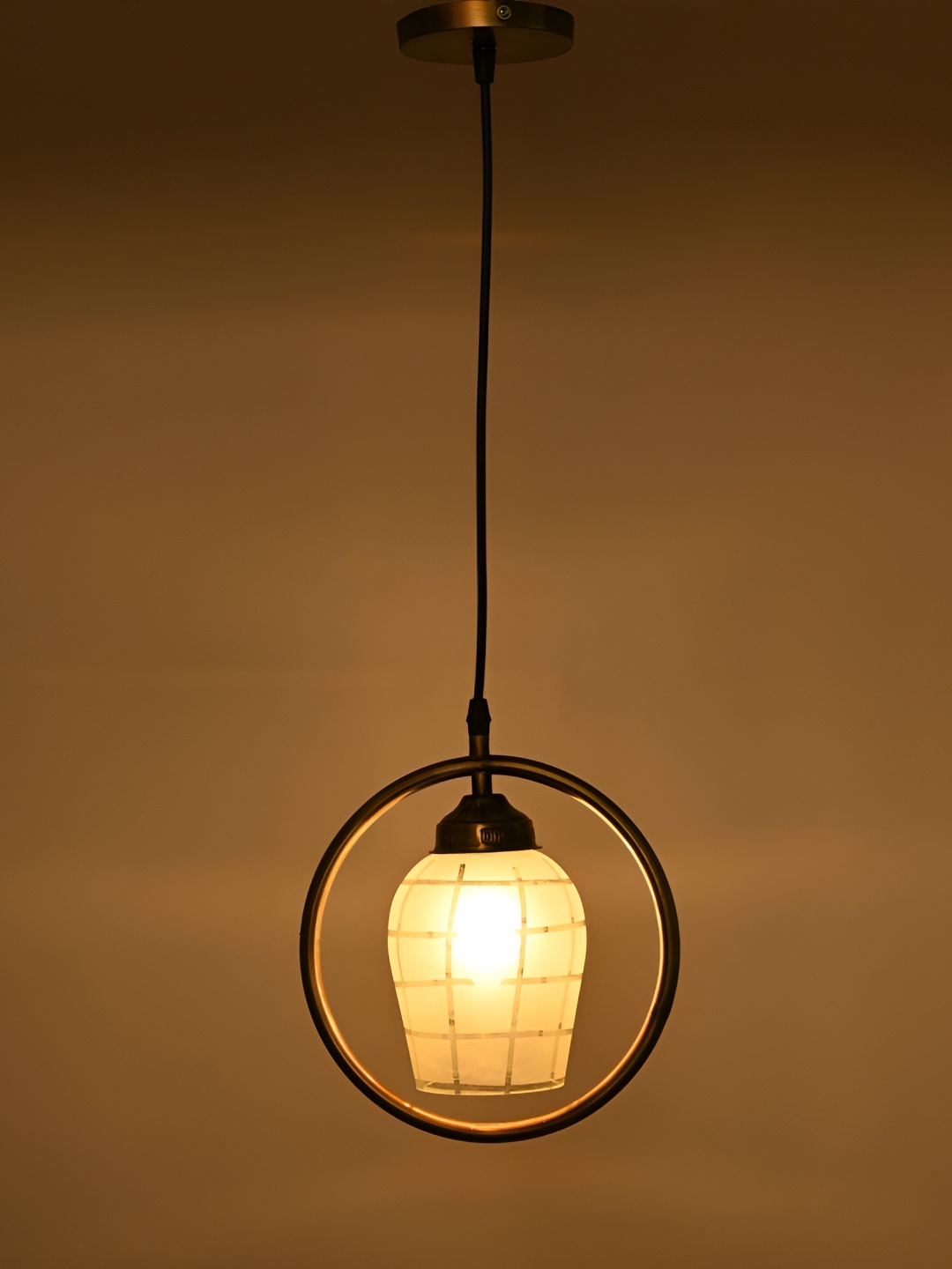 

1ST TIME White & Black Printed Glass Traditional Ceiling Lamp