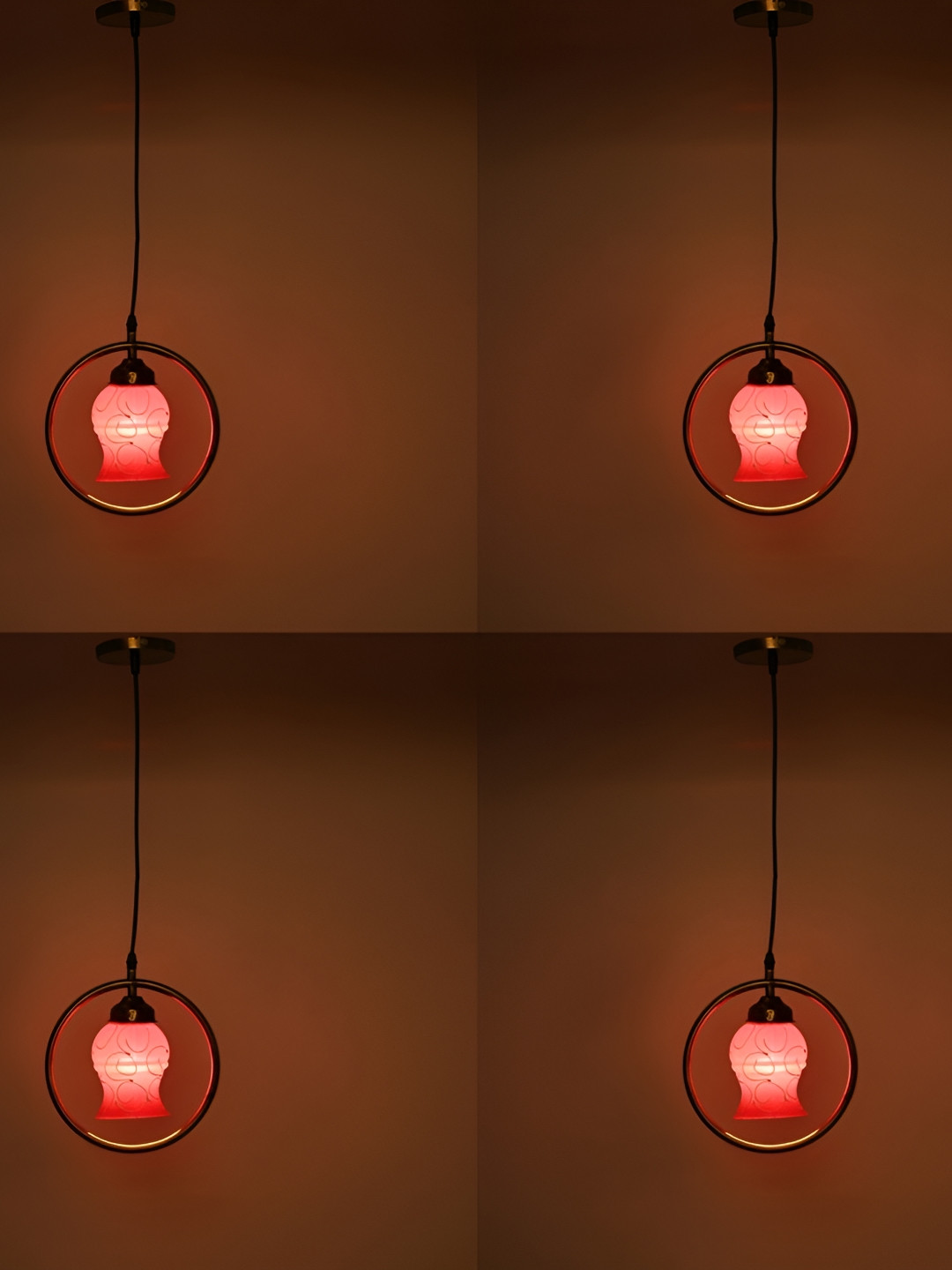 

1ST TIME Pink & Black 4 Pieces Textured Glass Contemporary Ceiling Lamp