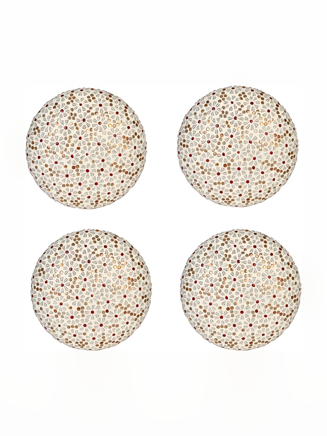 

1ST TIME White & Red 4 Pcs Textured Glass Ceiling Lamps