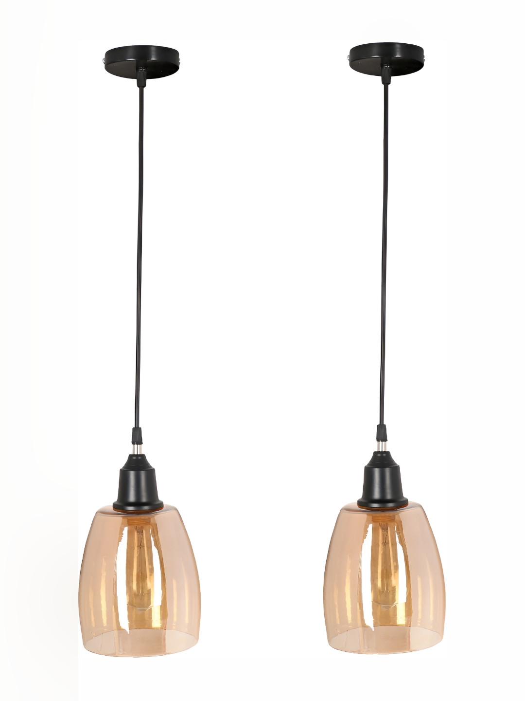 

1ST TIME Gold-Toned & Balck 2 Pieces Glass Contemporary Ceiling Lamps