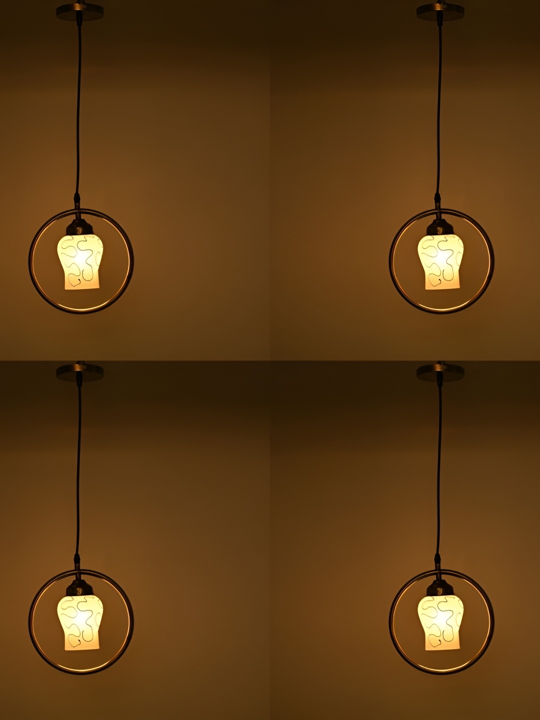 

1ST TIME White & Black 4 Pcs Textured Glass Ceiling Lamp