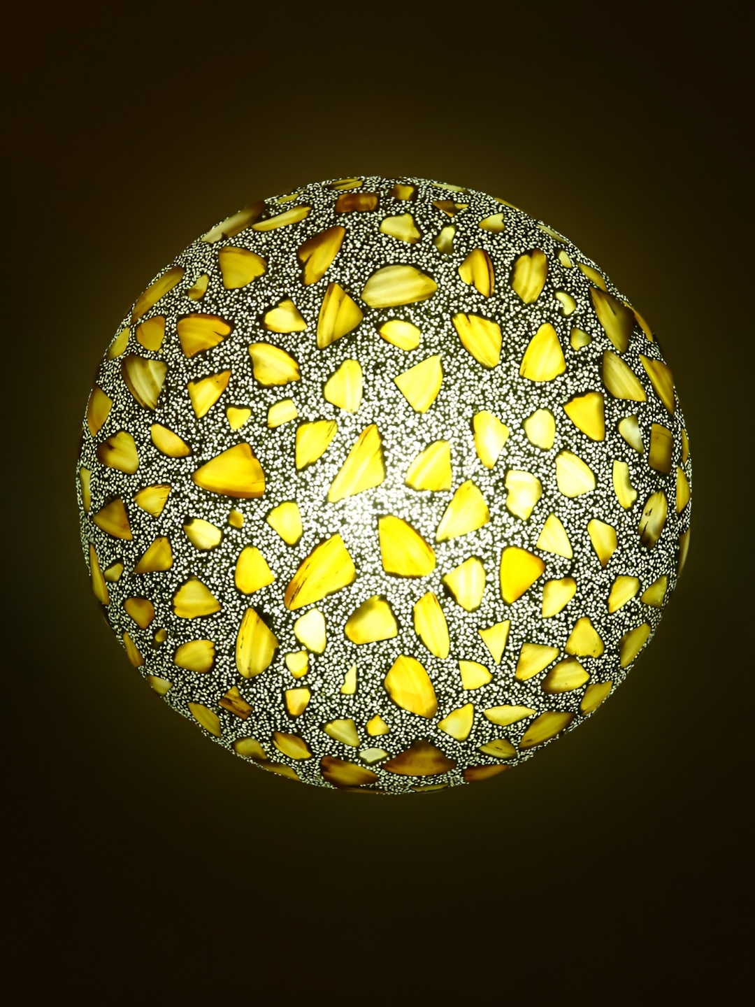 1ST TIME Yellow & Black Textured Glass Traditional Ceiling Lamp