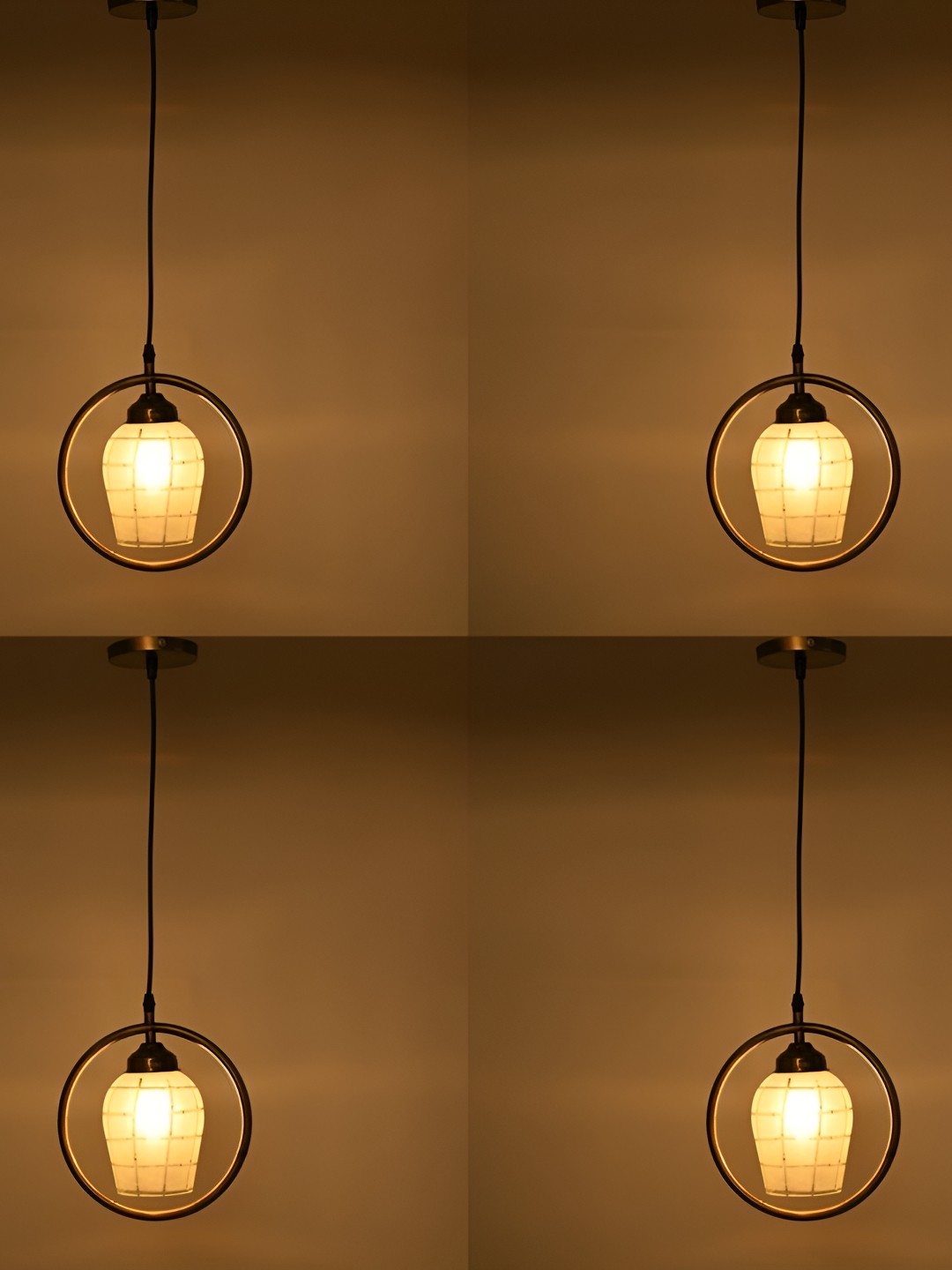 

1ST TIME White 4 Pcs Printed Glass Ceiling Lamp