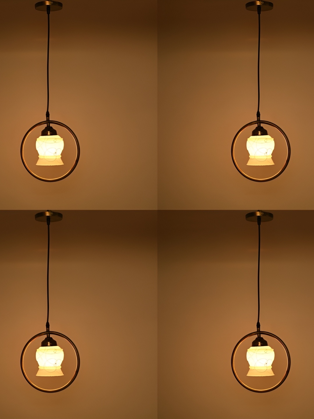 

1ST TIME White & Brown 4 Pieces Printed Glass Traditional Ceiling Lamp