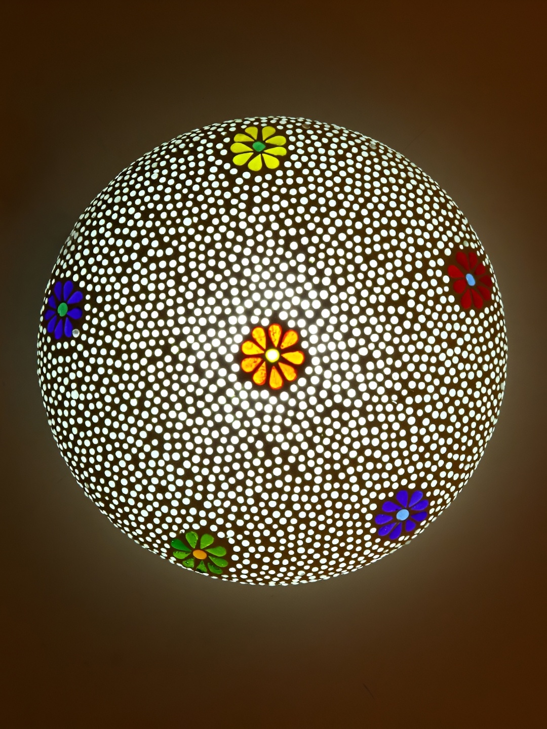 1ST TIME White & Blue Printed Glass Traditional Ceiling Lamp