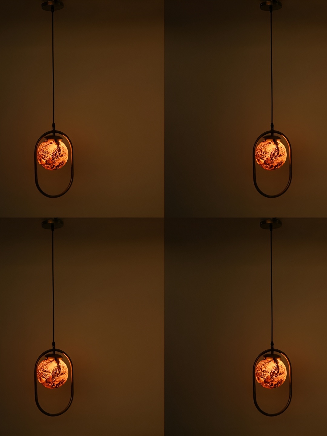 

1ST TIME Brown 4 Pieces Printed Glass Contemporary Spherical Shaped Ceiling Lamps