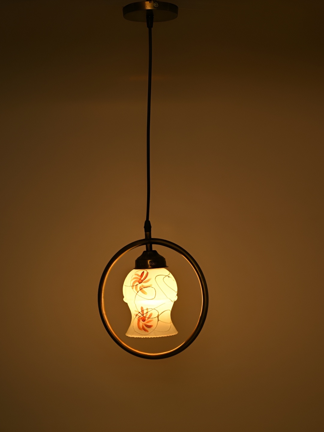 

1ST TIME White & Red Textured Glass Contemporary Bell Shaped Ceiling Lamp