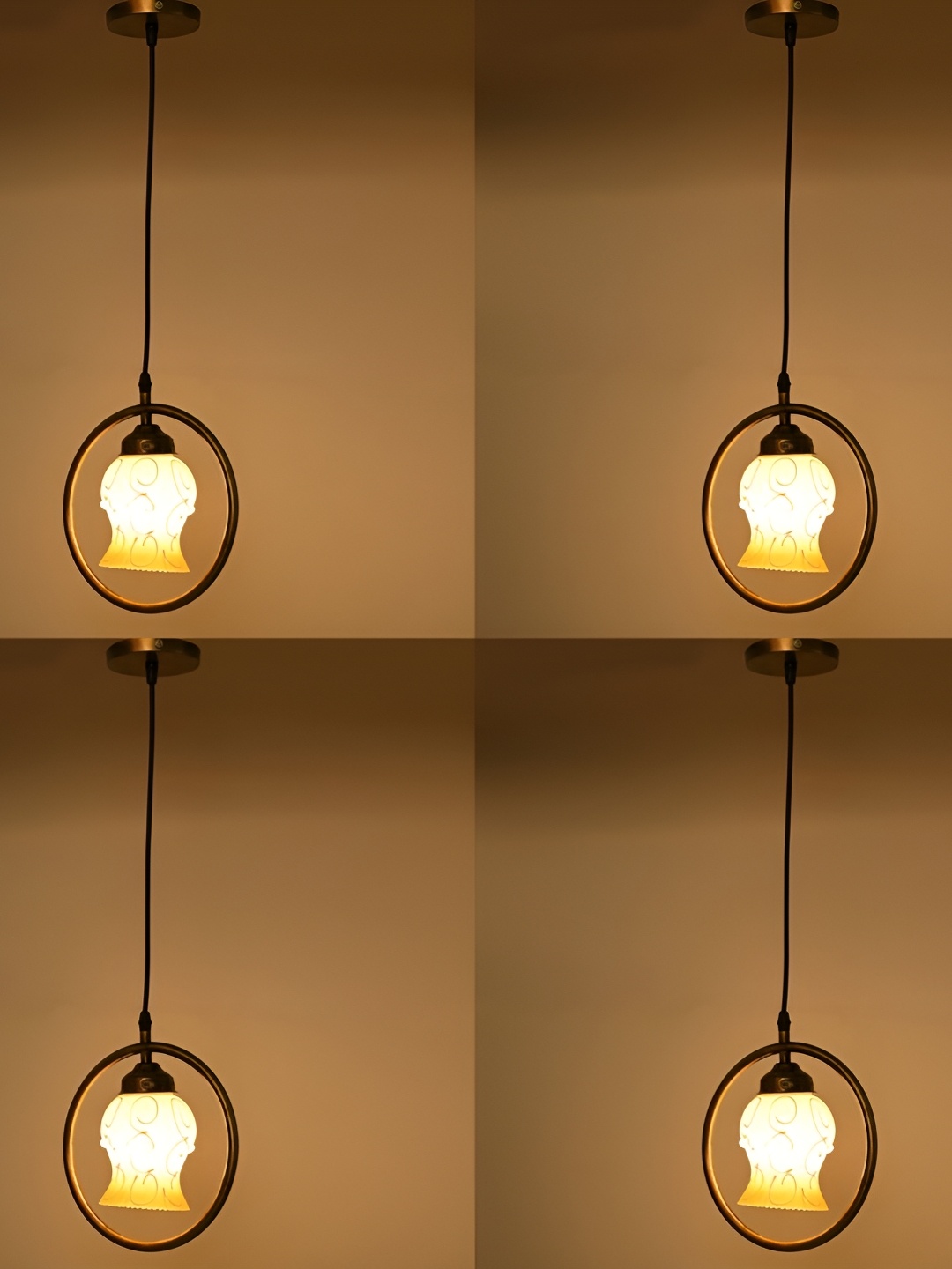 

1ST TIME White & Yellow 4 Pcs Printed Glass Ceiling Lamp