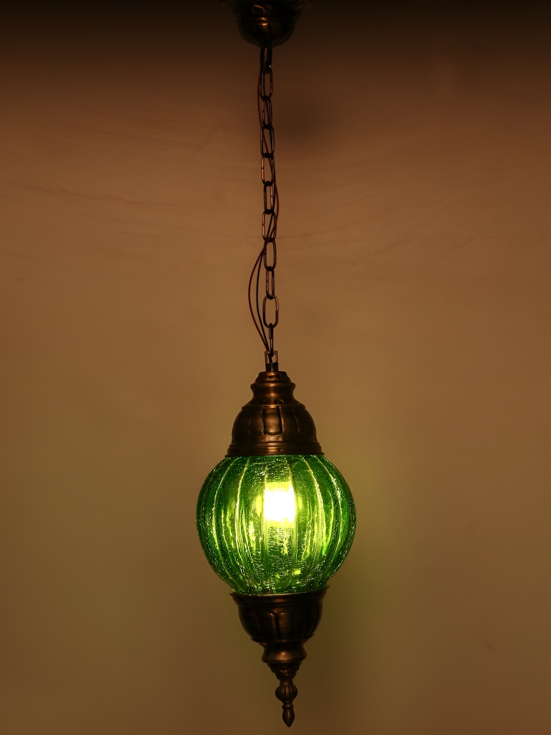 

1ST TIME Green & Black Textured Glass Traditional Ceiling Lamp