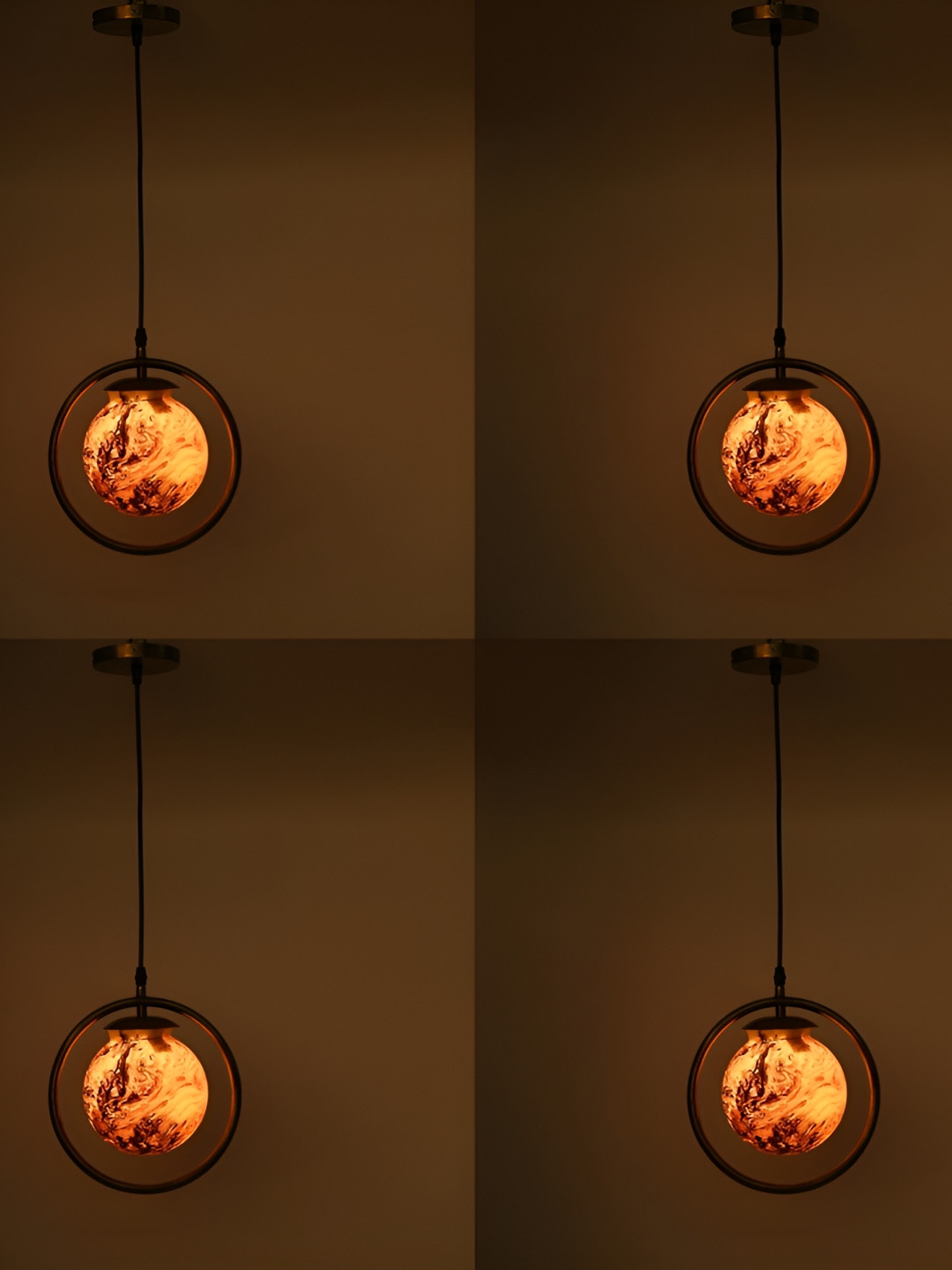 

1ST TIME Brown 4 Pieces Printed Glass Traditional Ceiling Lamp