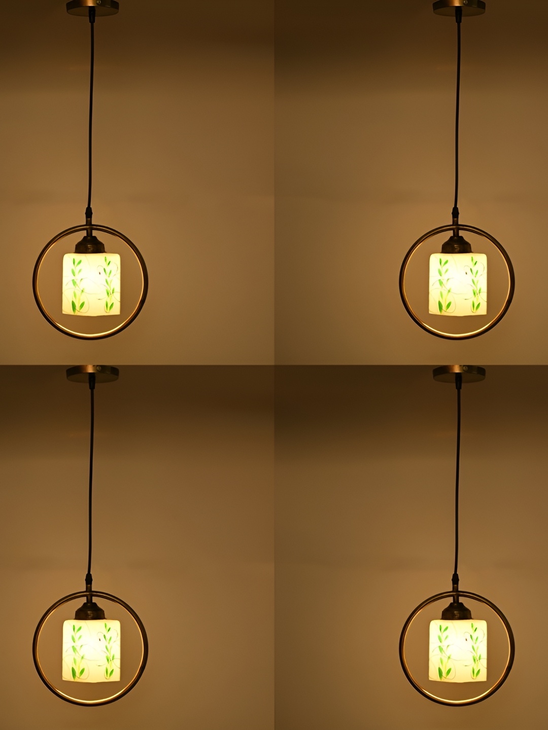 

1ST TIME White & Green 4 Pieces Textured Glass Traditional Ceiling Lamps
