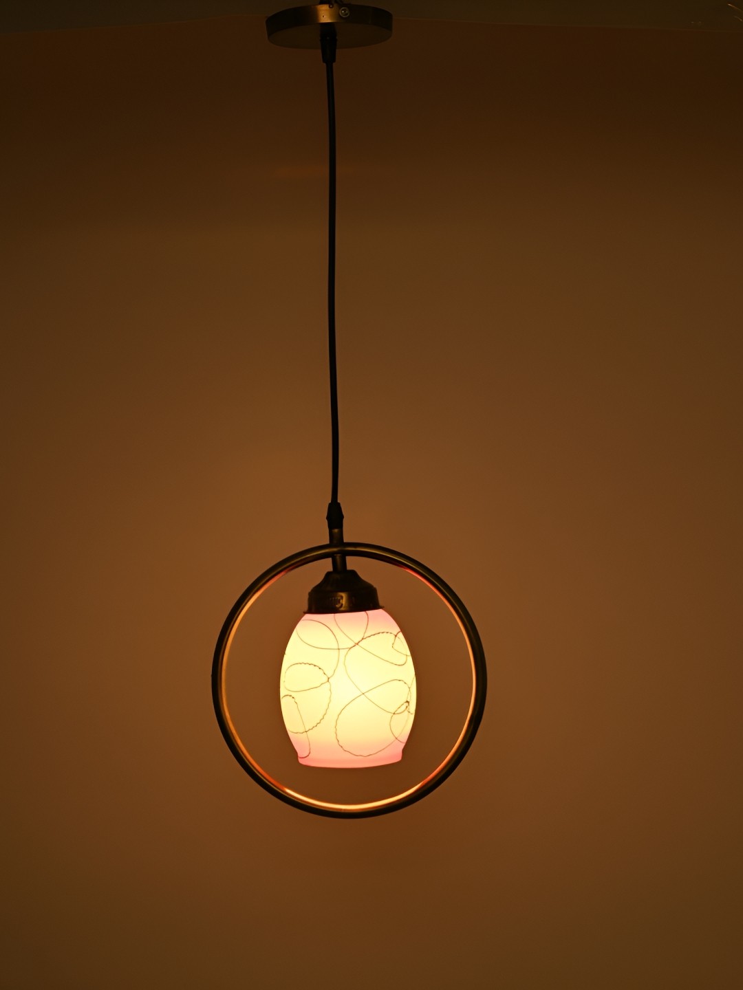 

1ST TIME Pink & Black TexturedGlass Ceiling Lamp