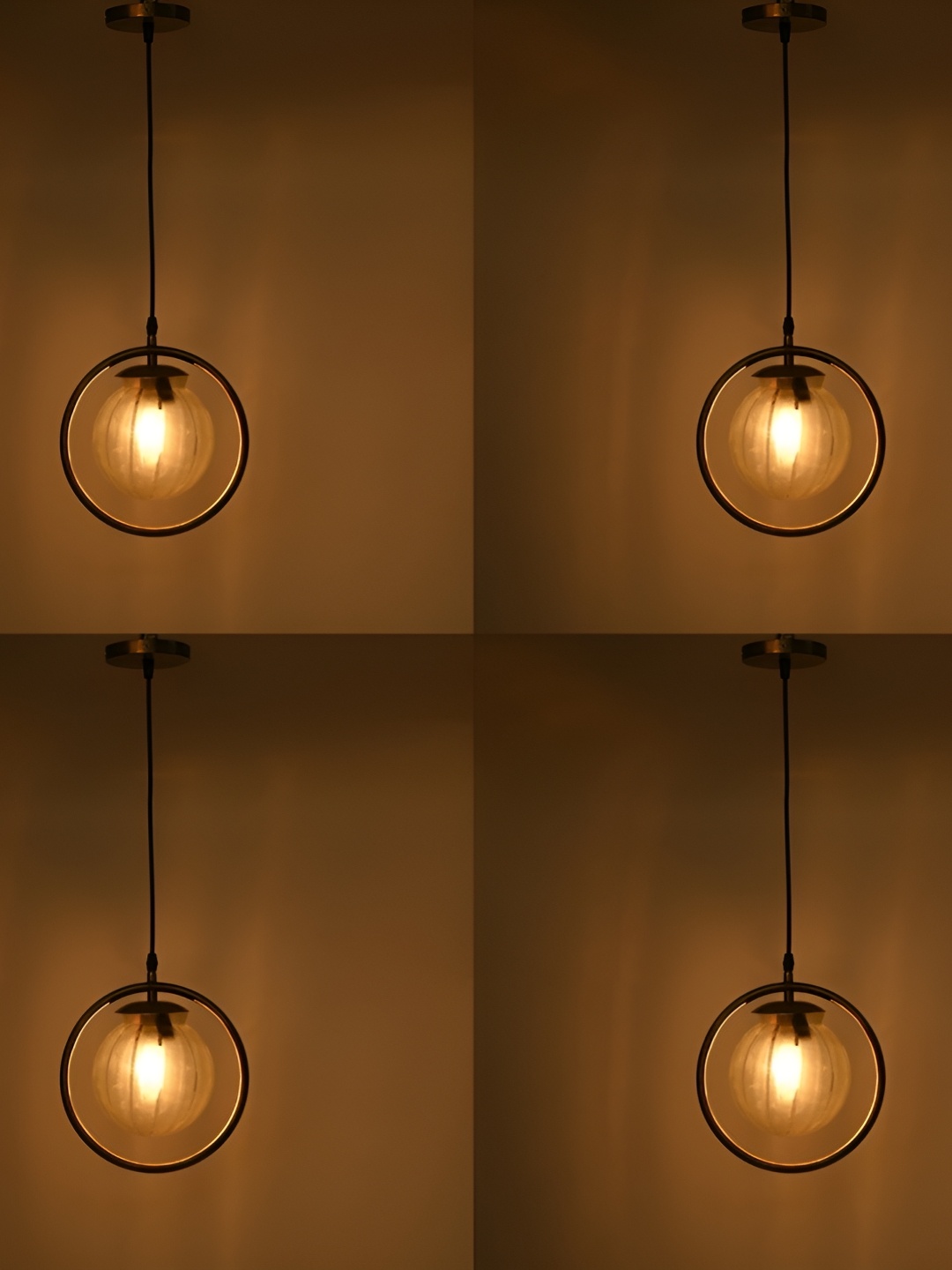 

1ST TIME Transparent & Black 4 Pieces Spherical Shaped Glass Ceiling Lamps