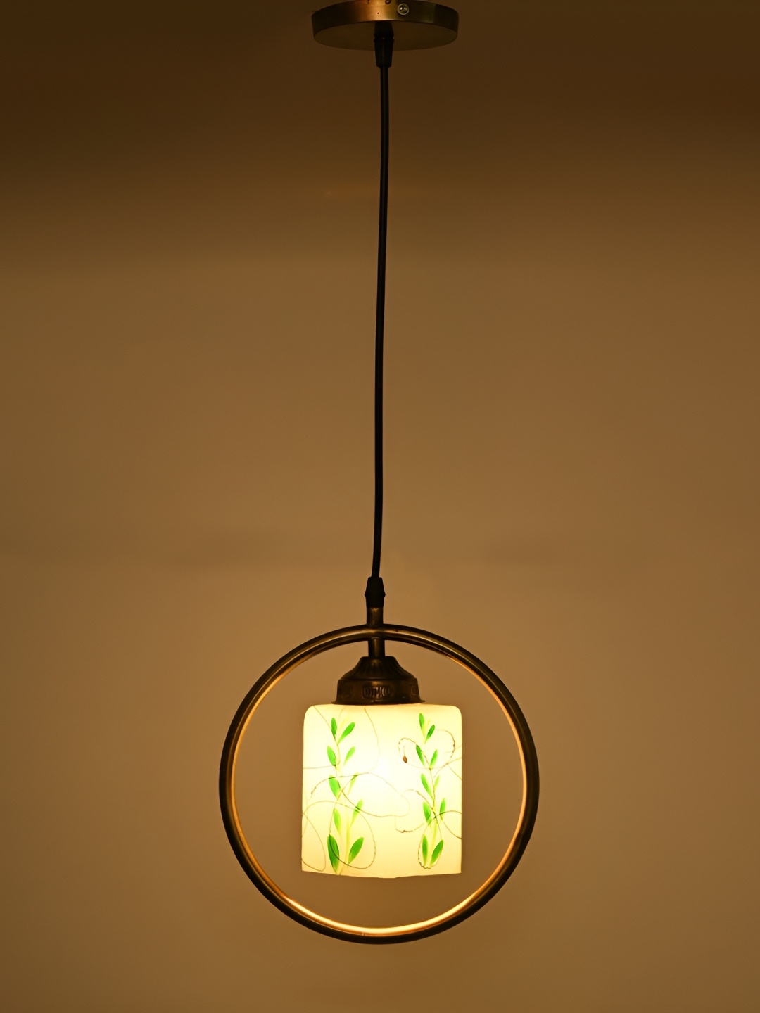 

1ST TIME White & Green 2 Pieces Printed Glass Contemporary Ceiling Lamps