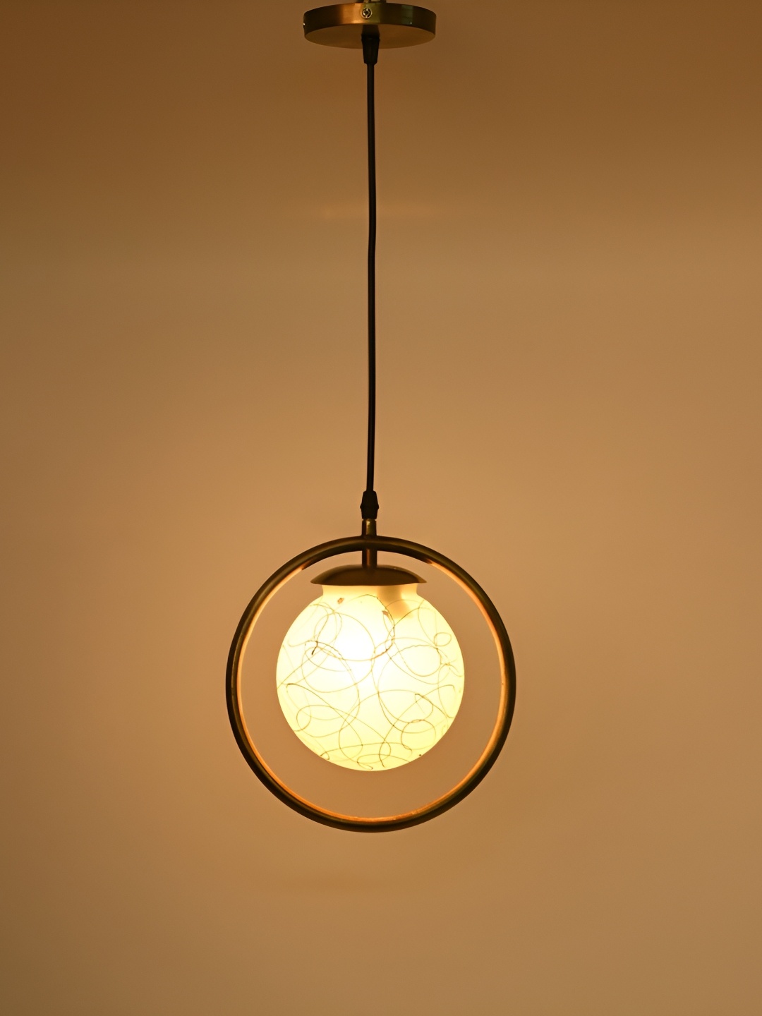

1ST TIME White & Yellow Printed Glass Contemporary Ceiling Lamp