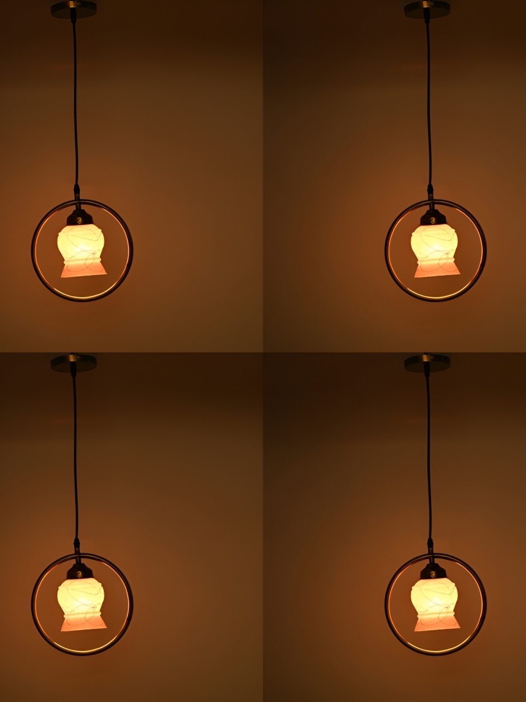 

1ST TIME Pink & White 4 Pcs Printed Glass Ceiling Lamp
